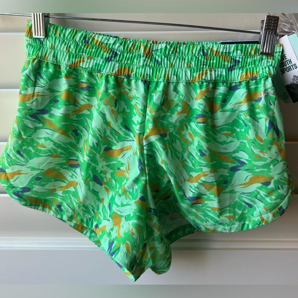 DSG - NWT - XXS - Green Patterned Women's Running Shorts - Built in Brief